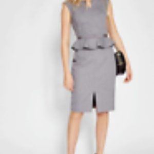 TED BAKER London Grey NADAE Bow Detail Textured Peplum Sheath Dres Size 0